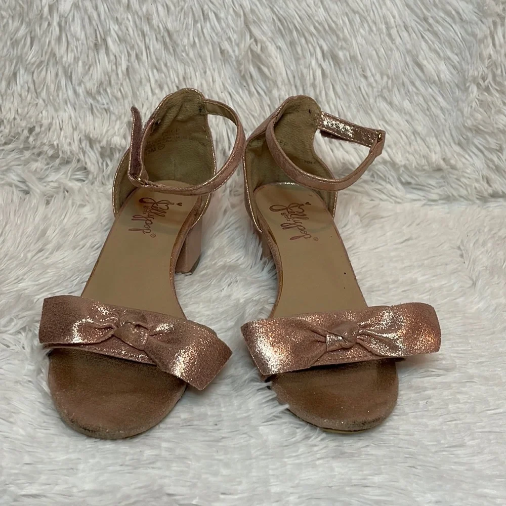 Jellypop Girls Heeled Open Toe Shimmer Bow Sandals, Size 13